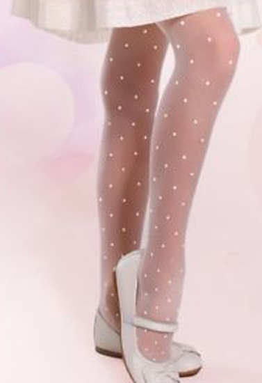White dotted ultra glossy shine women pantyhose