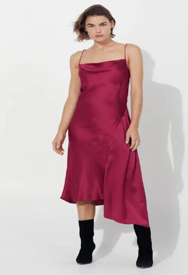 Beautiful Cowl Neck Satin Midi Dress