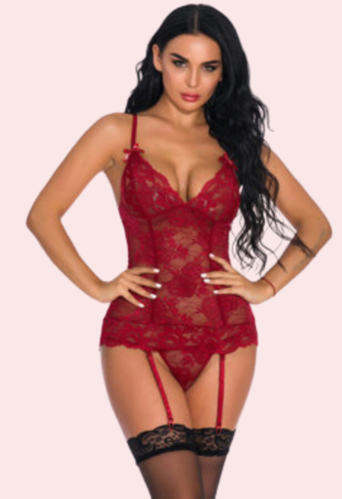 Babydoll's Lace Lingerie with Garter Belt