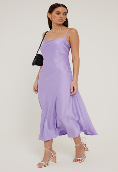 "Silken Elegance: A Satin Midi Dress"