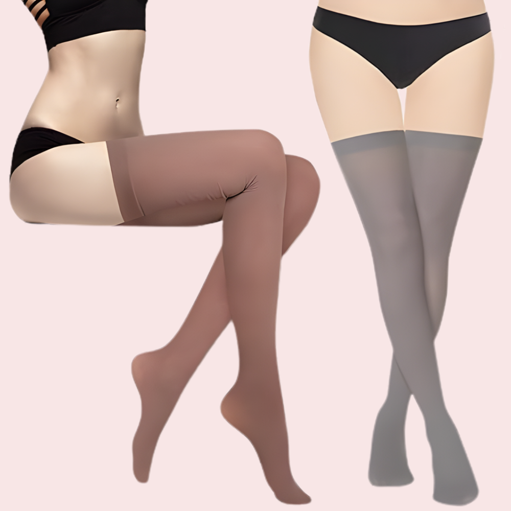 Soft Sheer Thigh-High Stockings – Pack of 2 (Brown and Grey Combo)