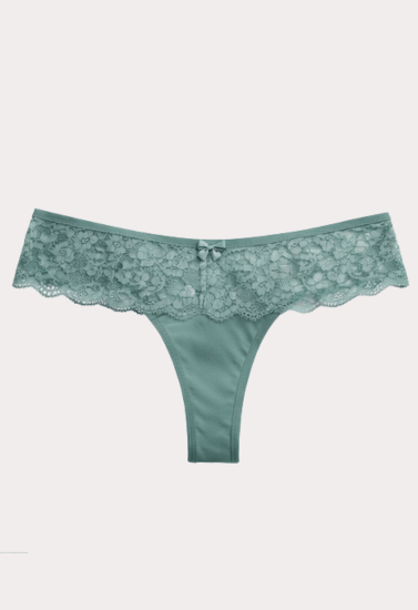 Elegant Floral Lace Thong Panty for Women – Soft Stretch Lace Trim Brief