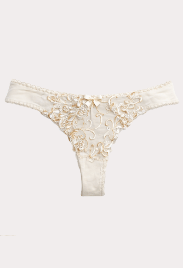 Elegant Ivory Floral Lace Luxury Panty with Satin Bow