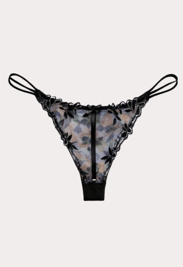 Elegant Sheer Floral Lace Thong Panty for Women – Soft Mesh Lace Brief