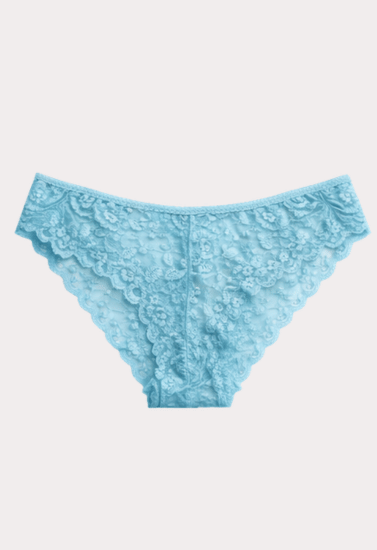 Elegant Sky Blue Floral Lace Panty