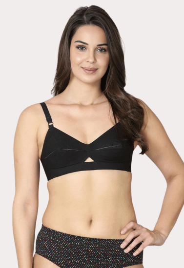 Everyday Essential Cotton Wire-Free Bra (Pack of 2) – Skin and Black Non-Padded Comfort Bras