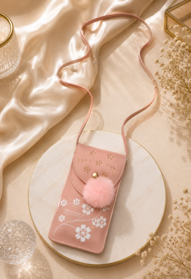 Blush Petal Embellished Mobile Sling Bag