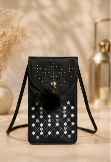 Noir Sparkle Embellished Sling Bag