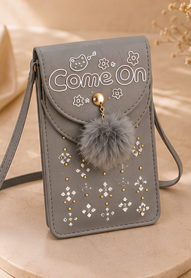 Silver Mist Embellished Mobile Sling Bag