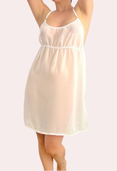 Women Sheer Satin Finish Babydoll Nightdress